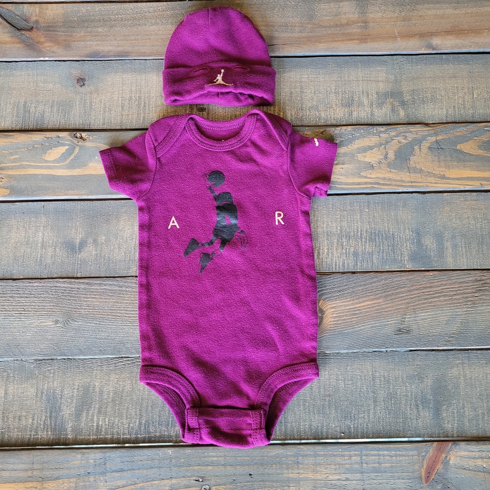 Air Jordan Purple Baby Onesie with Hat